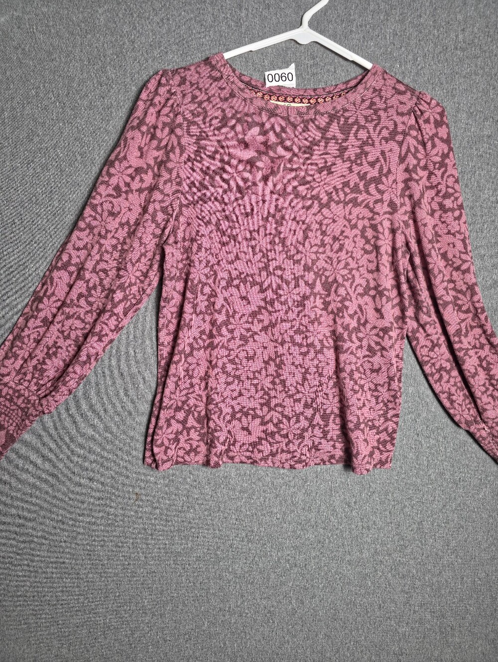 Pink Floral Long-Sleeve Women's Top